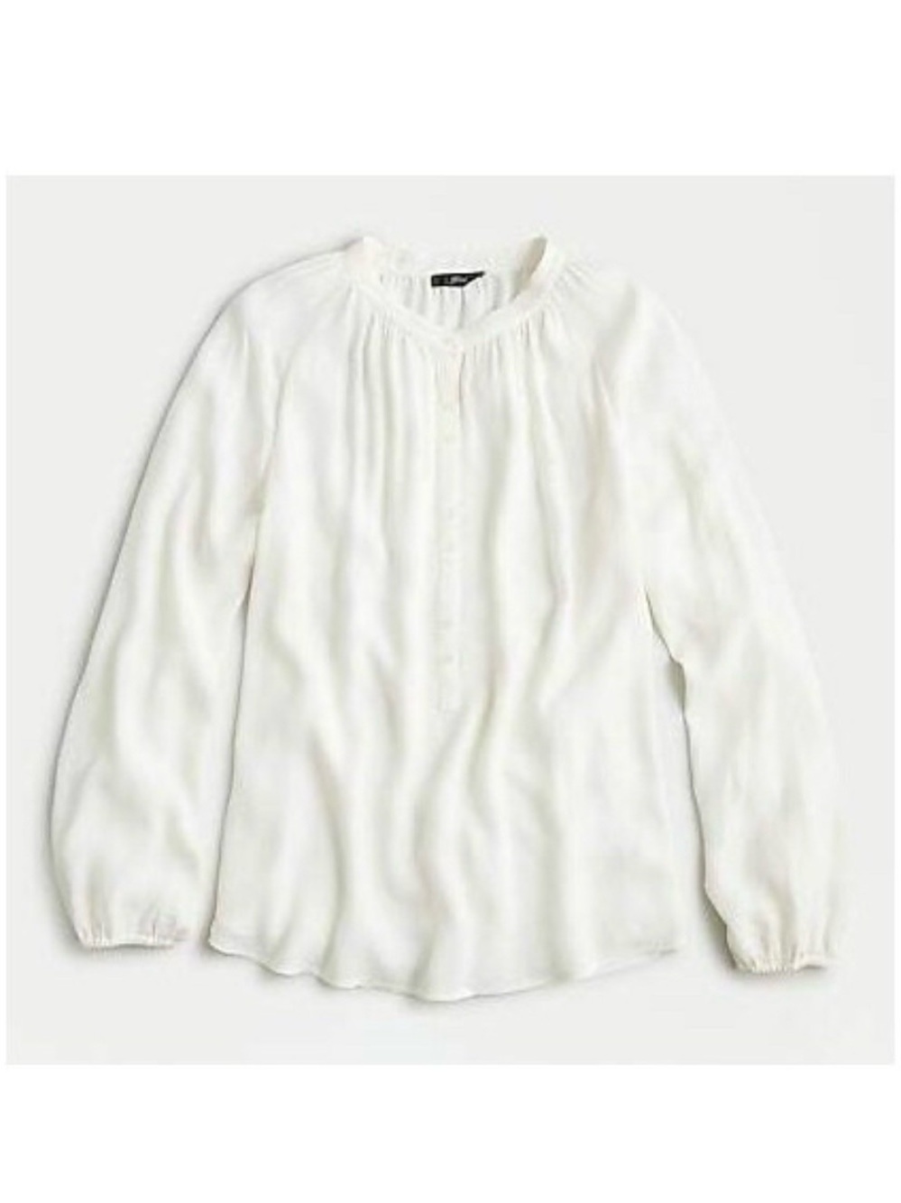J.Crew Drapey Popover Blouse Ivory Long Sleeve Size M AH108